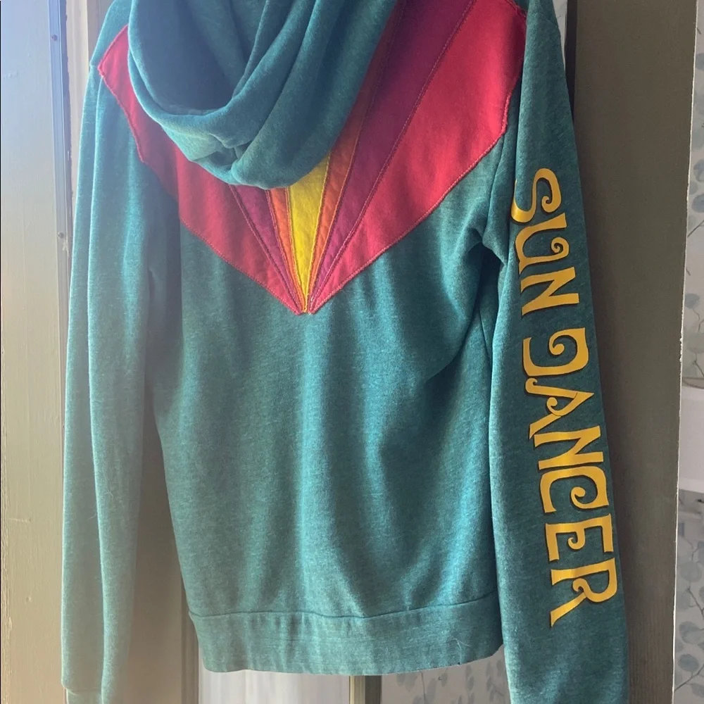 AVIATOR NATION Rare Sunburst style Sundancer Hoodie Teal Green Medium - Picture 7 of 9